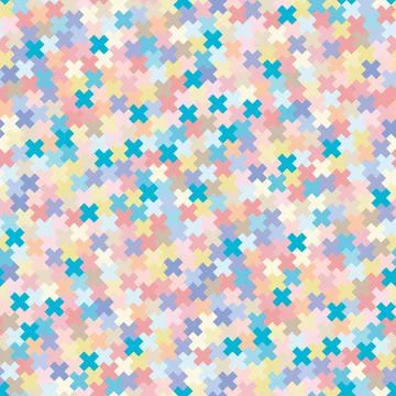 Seamless noise pattern of multicolored pixel crosses Stock Illustration