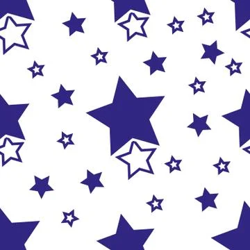Seamless nursery pattern with deep blue stars Stock Illustration
