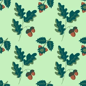 Seamless oak and hazelnut Illustrazione stock