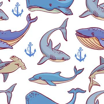 Seamless ocean creatures 库存插图