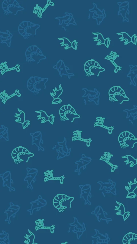 Seamless Ocean Creatures Pattern Animation Loop Blue Background Video stock 341447073