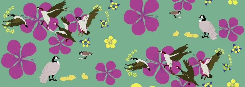 Seamless offset geese illustration Stock Illustration