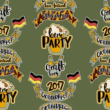 Seamless Oktoberfest pattern. Stock Illustration