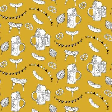 Seamless Oktoberfest pattern. Illustrazione stock
