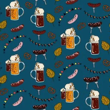 Seamless Oktoberfest pattern. Stock Illustration