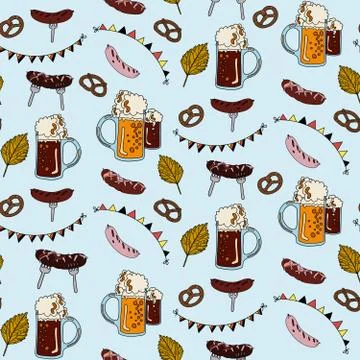 Seamless Oktoberfest pattern. Stock Illustration