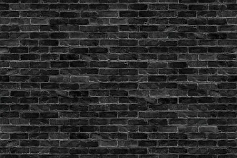 Seamless old dark black brick wal infinityl texture background Stock Photos