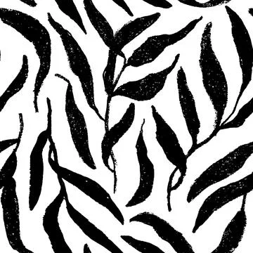 Seamless olive branch pattern with long leaves. Stock Illustration