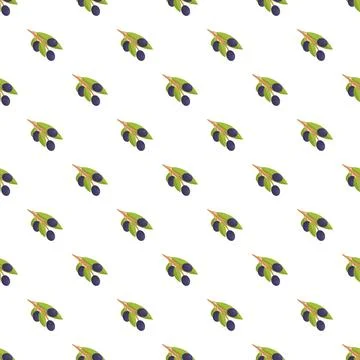 Seamless olive branch pattern repeat background vector Stock Illustration