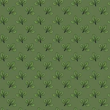 Seamless olive green leaf pattern.  Perfect for textile design, wallpaper, or Stock Illustration