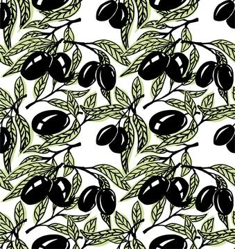 Seamless olive pattern. Stock Illustration