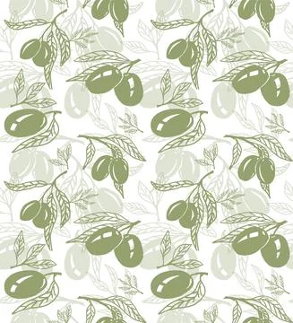 Seamless olive pattern Illustrazione stock
