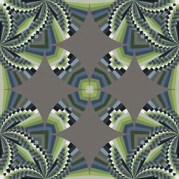 Seamless op art creative geometric pattern, ornament, abstract floral background Stock Illustration