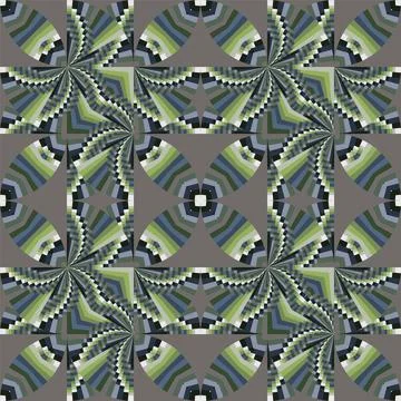 Seamless op art creative geometric pattern, ornament, abstract floral background Stock Illustration