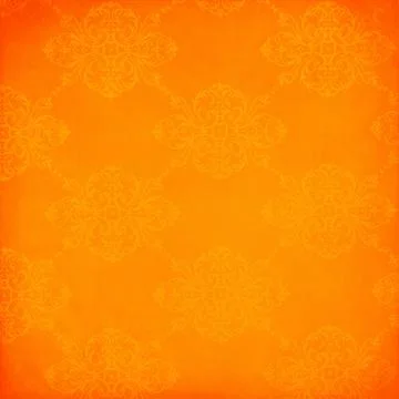Seamless orange abstract geometric pattern with arabesques. Orange background Stock Illustration