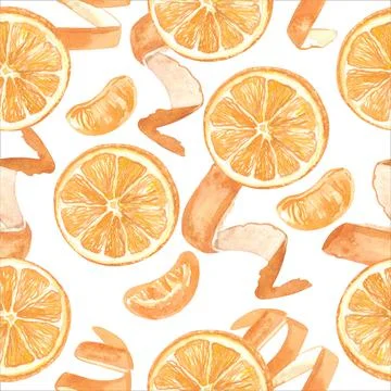 Seamless orange and spices pattern. Orange peel 스톡 일러스트
