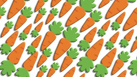 Seamless orange carrot pattern on white background for food branding Stock Footage 324858339