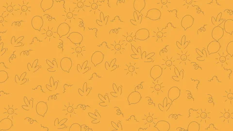 Seamless orange doodle pattern with suns balloons leaves and flowers Vídeos de archivo 333052545