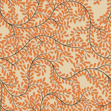 Seamless orange floral background on vector illustration. Stock-Illustration