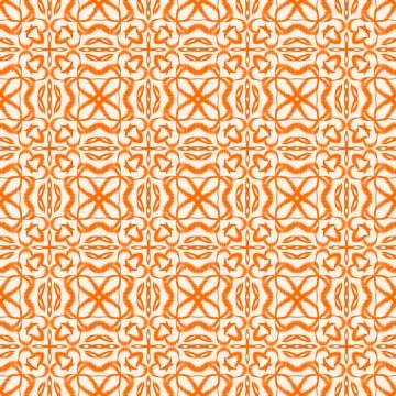 Seamless orange floral geometric pattern background Stock Illustration