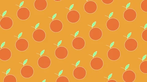 Seamless orange fruit pattern on bright orange background animation. Minimalist Video stock 331866835