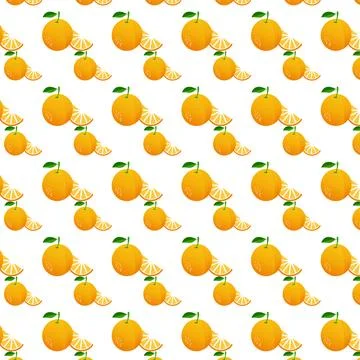Seamless Orange Fruit Pattern Design Stock Illustration