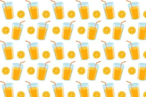 Seamless Orange Juice Glass Pattern for Beverage Branding Stock Illustration