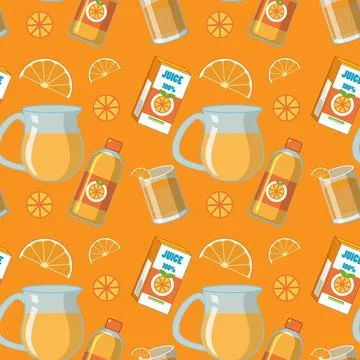 Seamless Orange Juice Pattern Stock Illustration