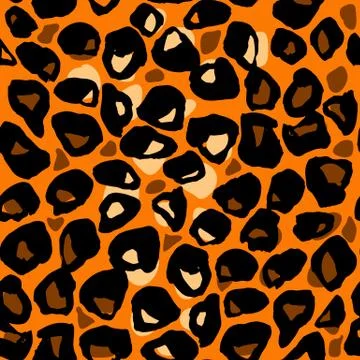 Seamless orange leopard pattern. Animal skin grunge texture. Vector illustration Stock Illustration