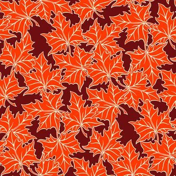 Seamless orange maple leaves Stock Illustration