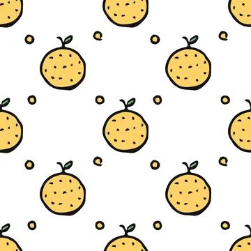 Seamless orange pattern. Drawn orange background. illustration with fruits Illustrazione stock