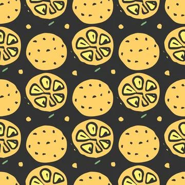 Seamless orange pattern. Drawn orange background. illustration with fruits Stock Illustration