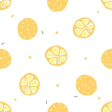 Seamless orange pattern. Drawn orange background. illustration with fruits Illustrazione stock