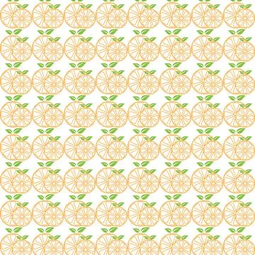 Seamless Orange Slice and Leaf Pattern Digital Paper Stock Illustration