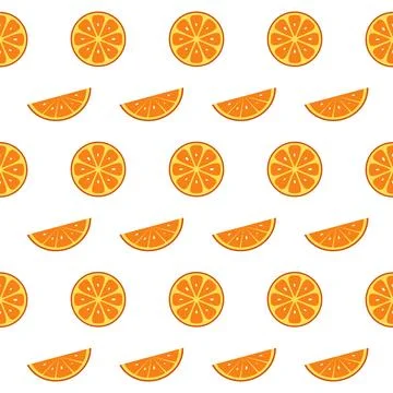 Seamless Orange Slice Pattern with Half Citrus Segments Stock Illustration