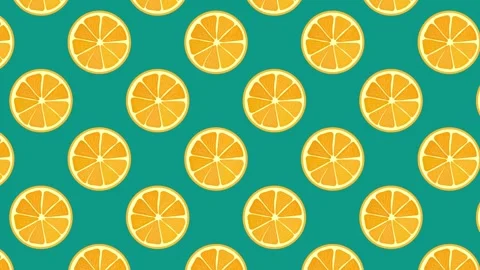 Seamless orange slice pattern loop on turquoise background 動画素材 337323003