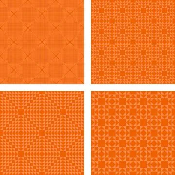 Seamless orange triangle pattern set Stock Illustration