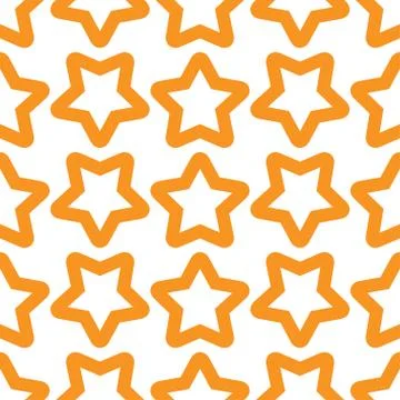 Seamless orange white pattern with stars Stock Illustration