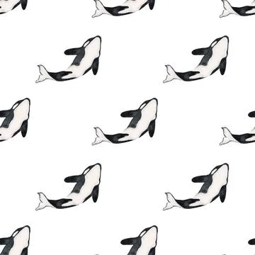Seamless orca and seal pattern fabric design ideal for eco-friendly packagi.. Stock Illustration