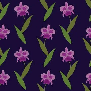 Seamless orchid pattern Stock Illustration