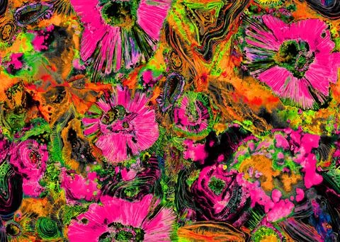 Seamless organic abstract pattern painted in watercolor with bright red and Stock Illustration