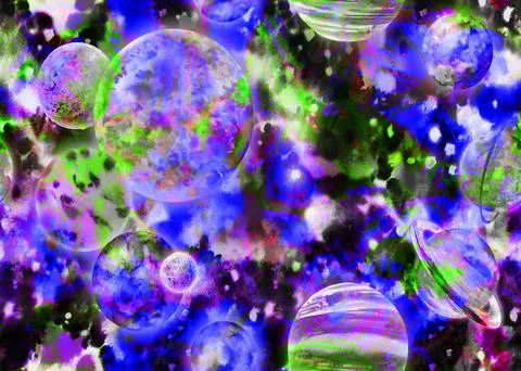 Seamless organic abstract pattern painted in watercolor with bright red and blue Stock Illustration