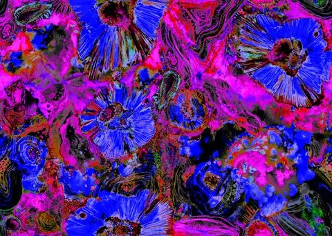 Seamless organic abstract pattern painted in watercolor with dark pink and blue Illustrazione stock