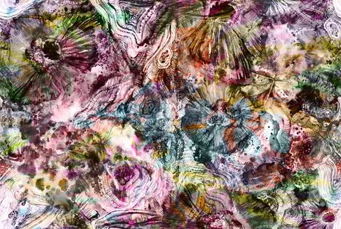 Seamless organic abstract texture painted in watercolor with green and blue Stock Illustration