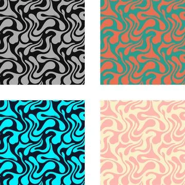 Seamless organic fluid wave pattern vector set, abstract melting liquid sha.. Ilustración de archivo