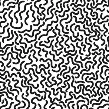 Seamless organic rounded lines pattern on white background. Vector illustration Illustrazione stock