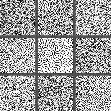 Seamless organic rounded lines patterns collection. Vector illustration Stock Illustration
