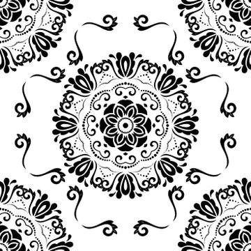 Seamless Orient Vector Black and White Background Stock Illustration