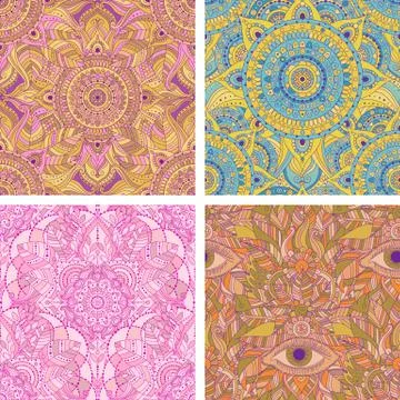 Seamless oriental boho pattern Stock Illustration