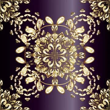 Seamless oriental classic golden pattern. Vector abstract background with golden Stock Illustration